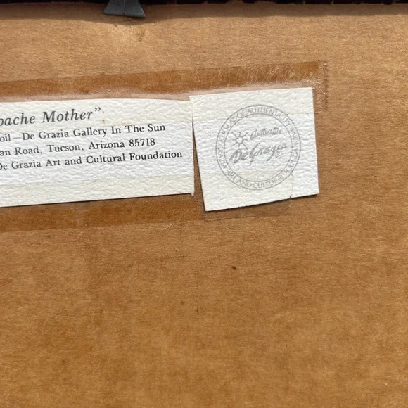 DeGrazia Art Apache Mother Baby Vtg Signed Matted Frame Southwest 12x15 - Picture 8 of 12